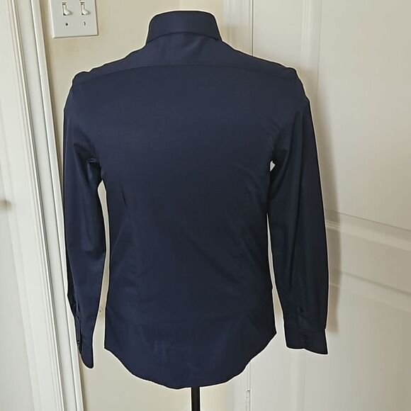 Le Chateau Men's Tailored Fit Button-Down Long Sleeves Shirt 15-15.5 XS Navy Blu - Picture 4 of 16